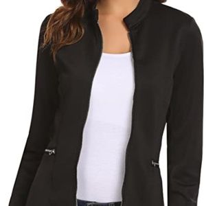 Meanor Women Collarless Zipper Blazer